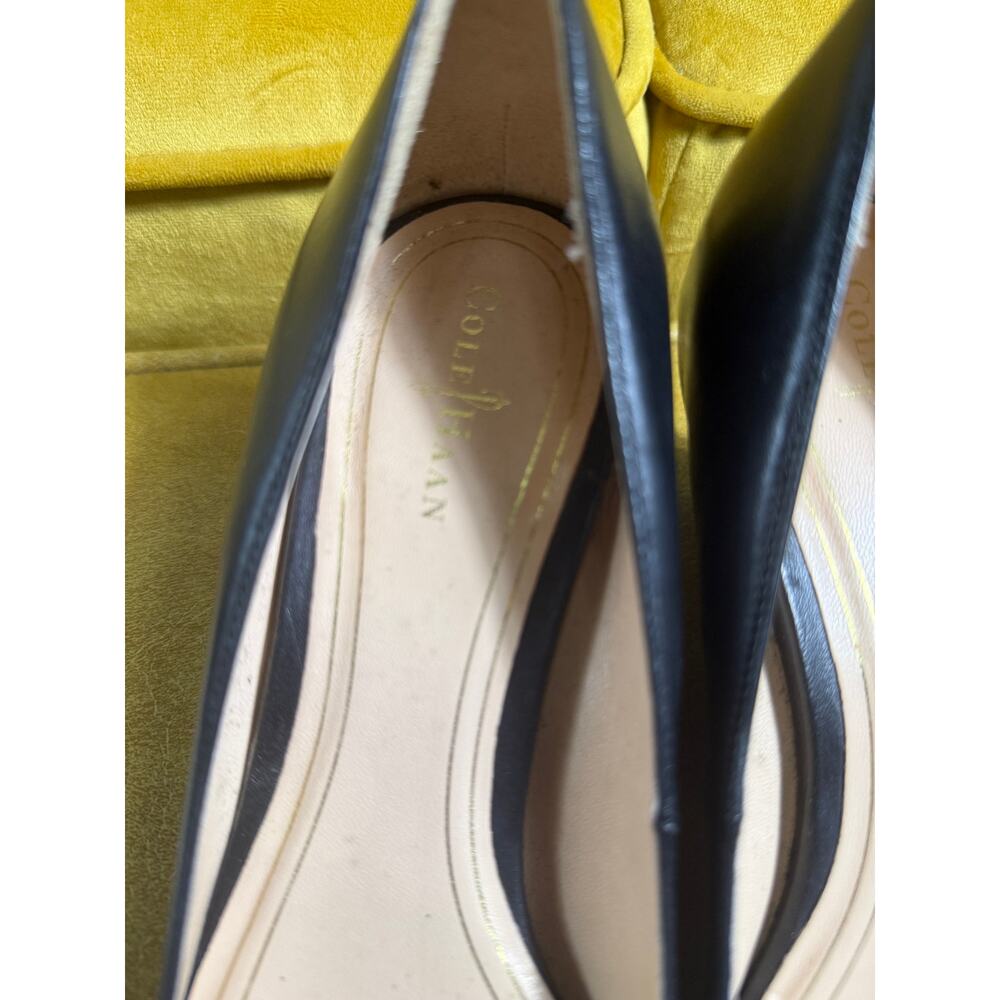 Cole Haan +Nike Air Justine Black Leather Cap Toe Pointed Pumps Heels Sz 7.5B - Picture 3 of 14